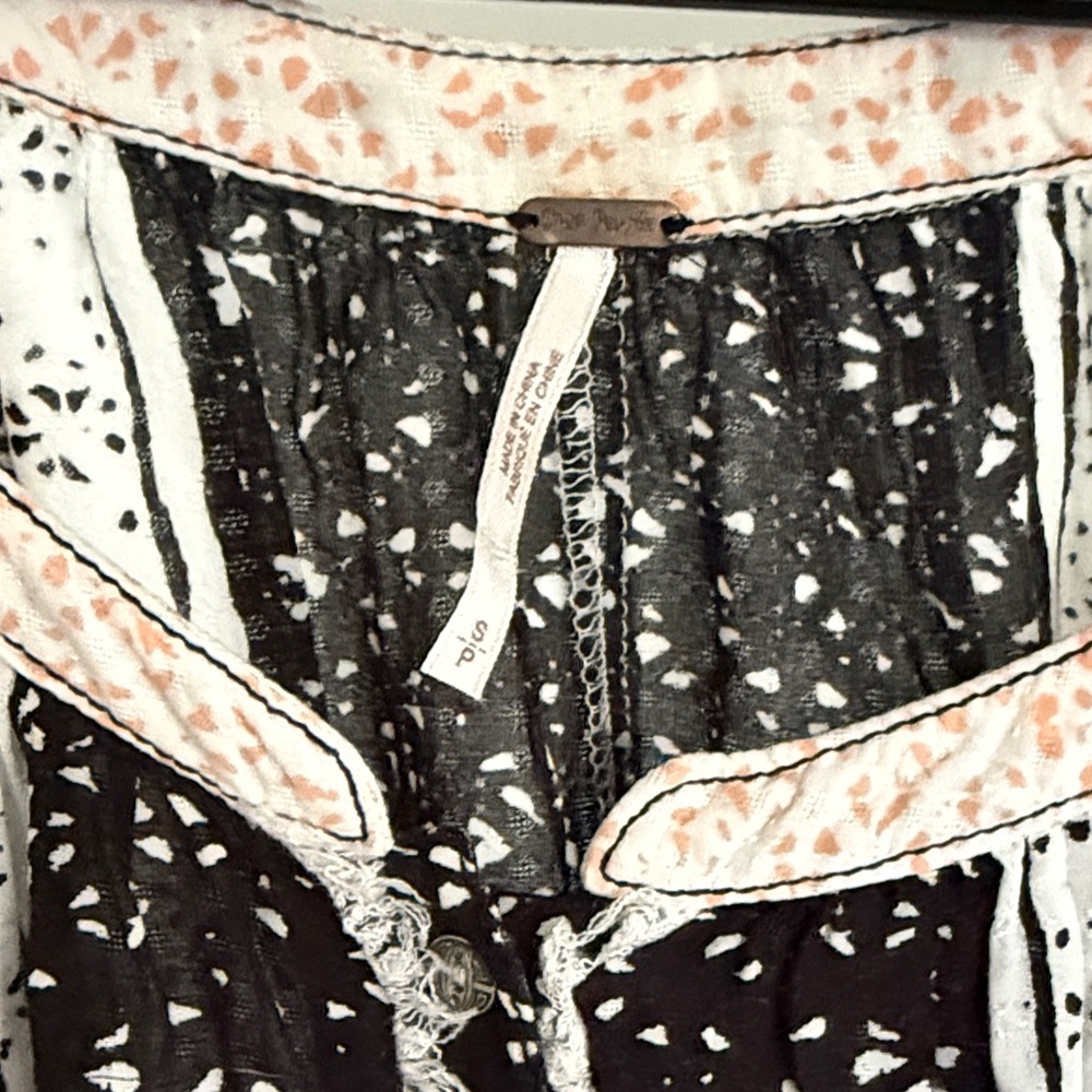 Free People Black and White Blouse